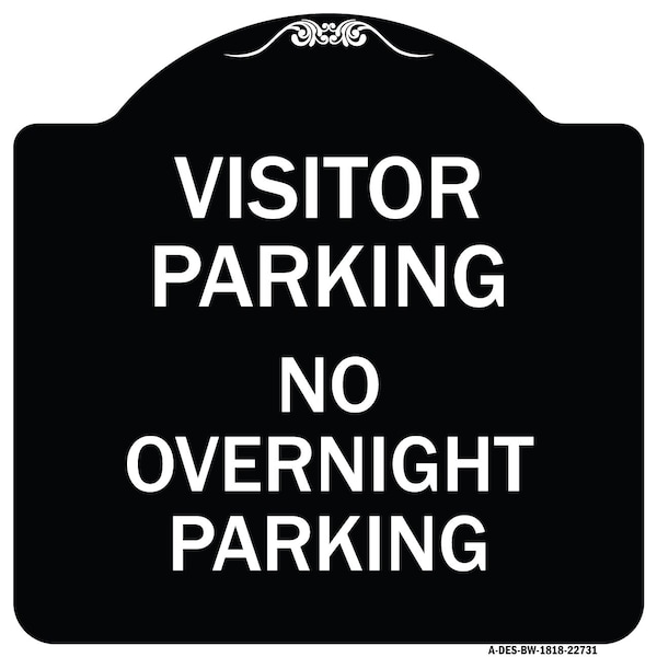 Signmission Visitor Parking No Overnight Parking Heavy-Gauge Aluminum Sign, 18" x 18", BW-1818-22731 A-DES-BW-1818-22731 - main